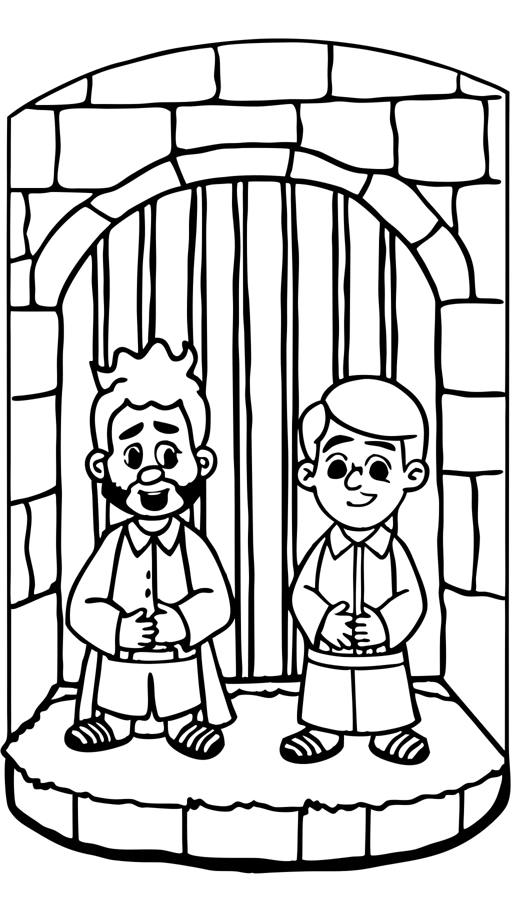 coloriage Paul et Silas en prison